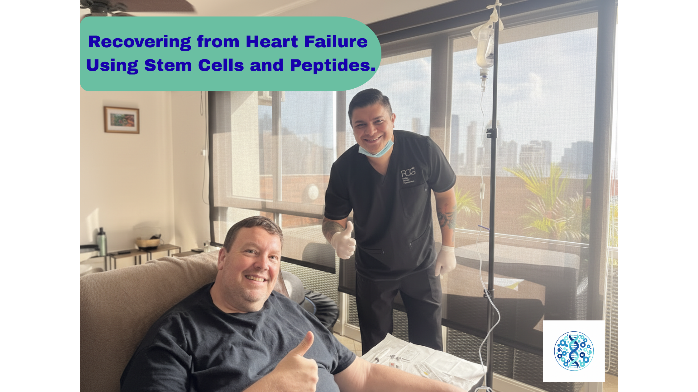 Randy Hilarski receiving mesenchymal stem cells for heart failure with Dr. Miguel Romo.